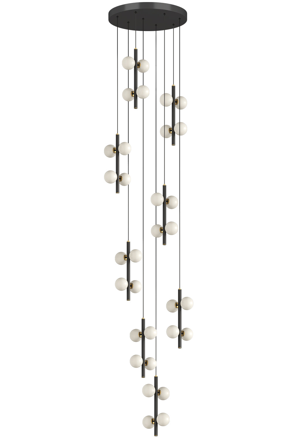 black multi globe pendant light for stairs & foyer