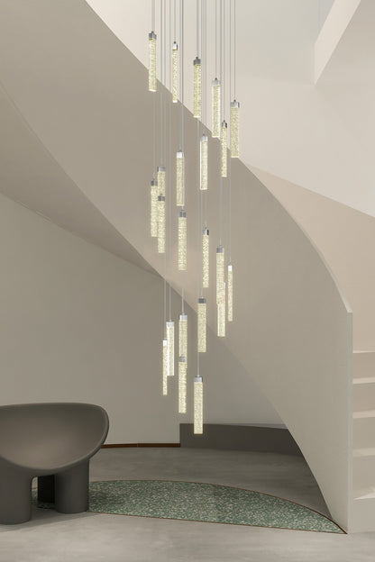 spiral crystal hanging pendant fixture for staircase