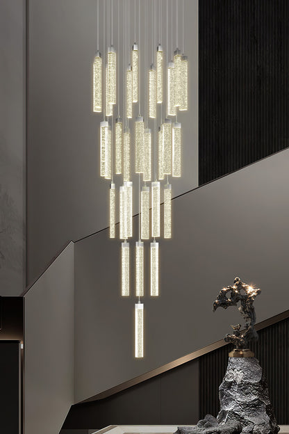 cluster crystal drop ceiling pendant light for stairwell