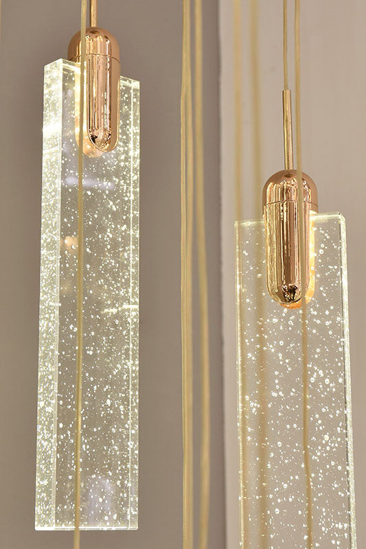 gold crystal block pendant light shade