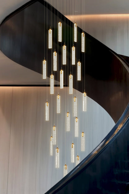 crystal staircase hanging pendant fixtures in luxury style