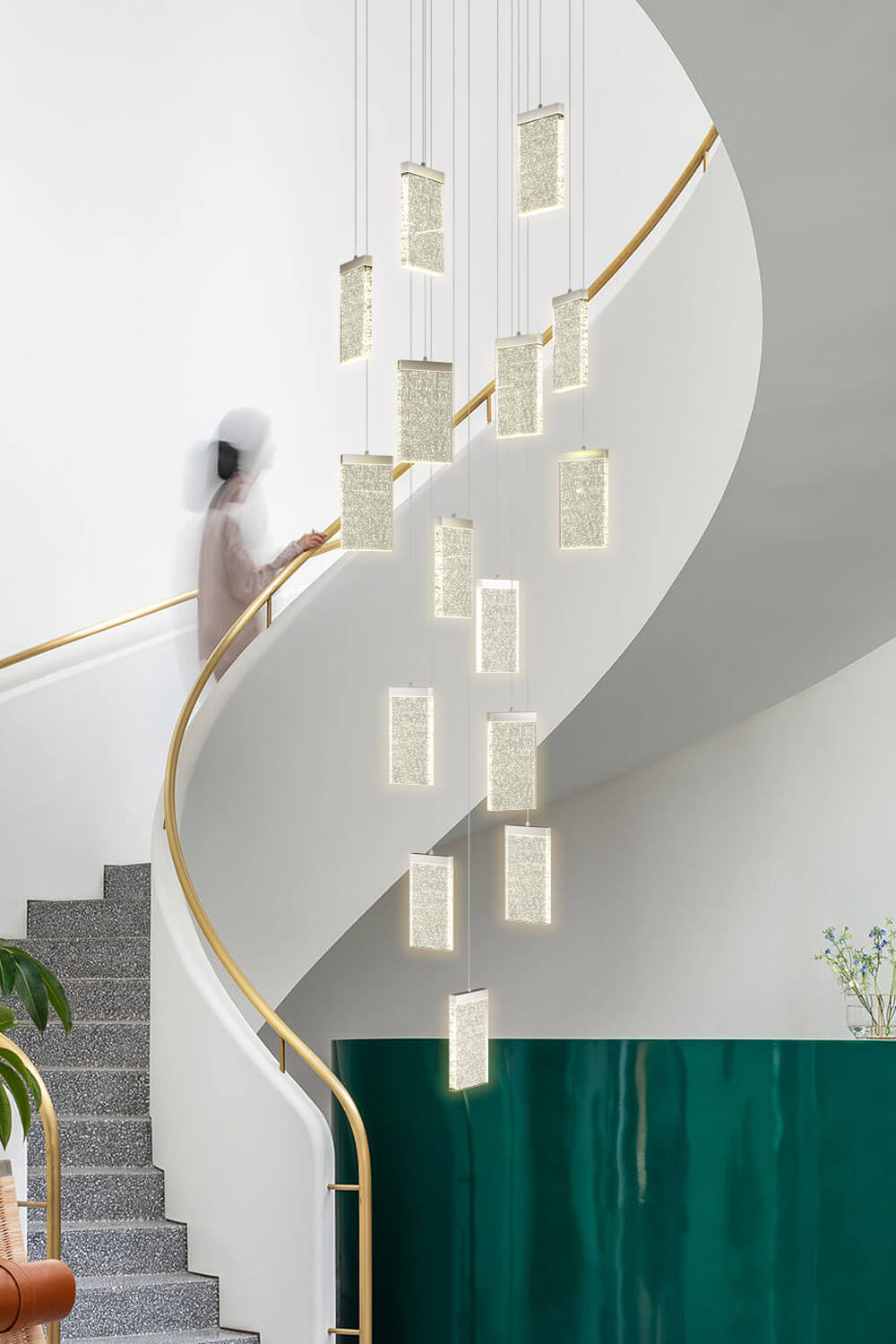 stairwell crystal hanging lighting fixtures 